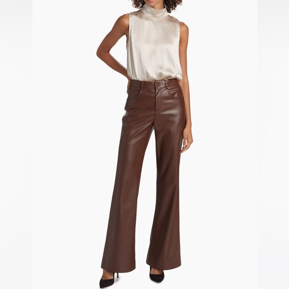NWT Cami NYC Zenobia Vegan Leather Pant Brown Java Size 6 - Picture 1 of 15